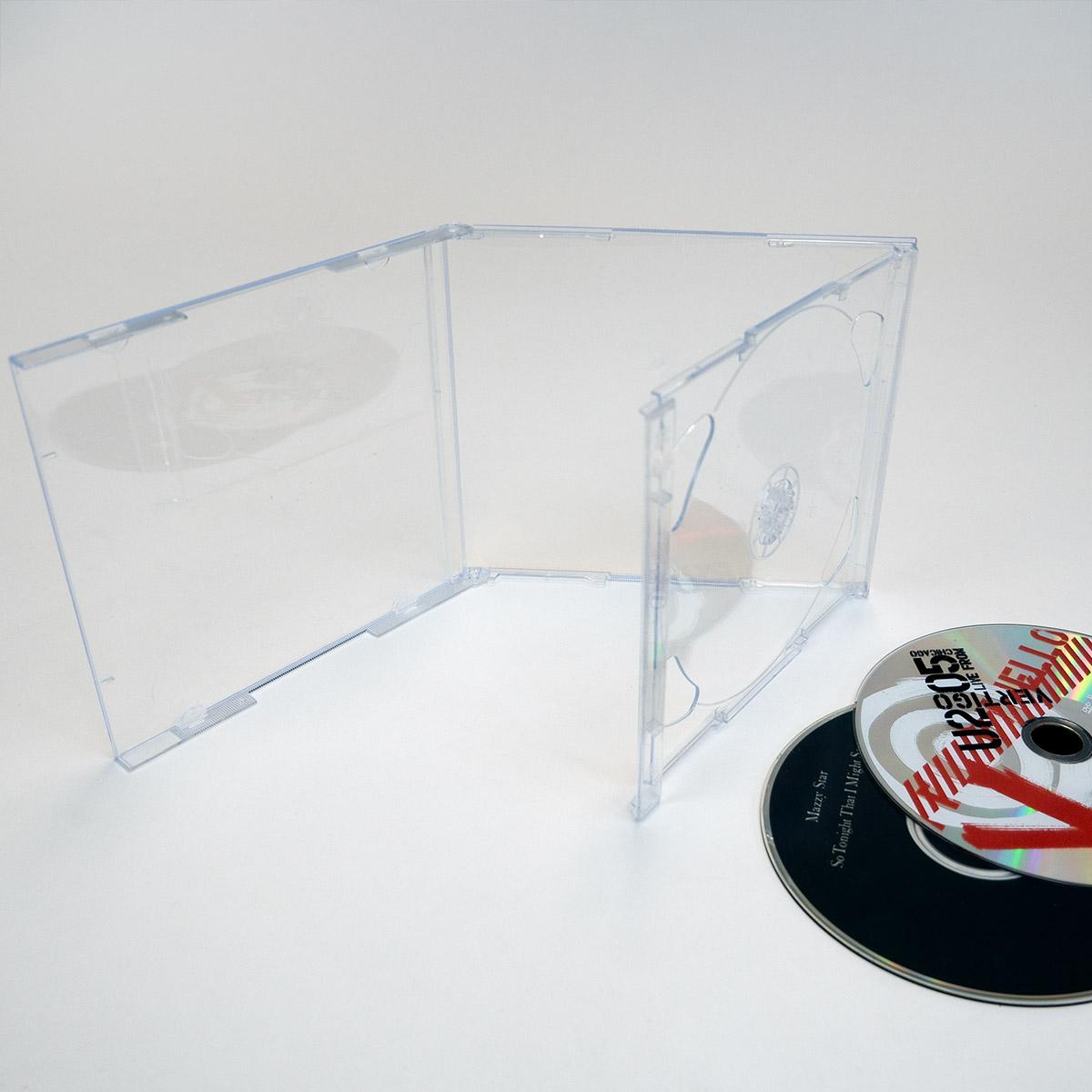 Clear 2 CD Case with Clear Side-Hinged Tray 3/8